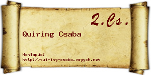 Quiring Csaba névjegykártya